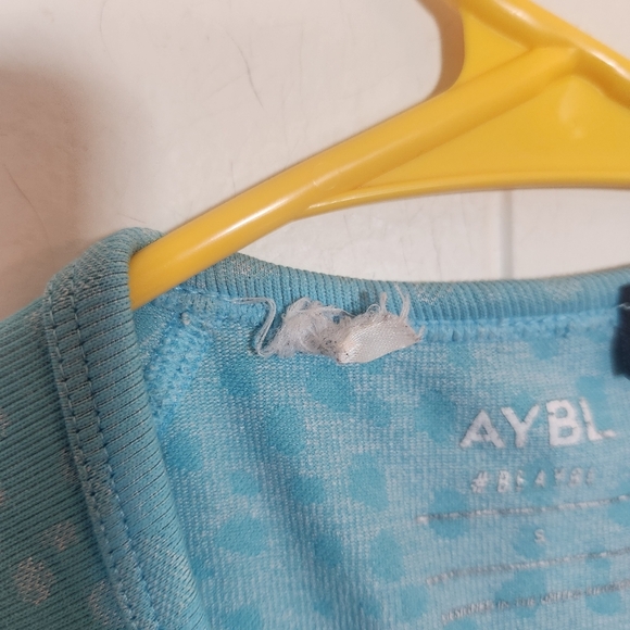 Aybl Evolve Light Aqua Blue Speckled Short Sleeve Crop Top Size Small - Picture 11 of 15